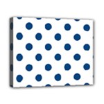 Polka Dots - Dark Cerulean on White Canvas 10  x 8  (Stretched)