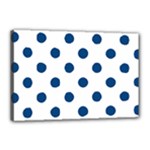 Polka Dots - Dark Cerulean on White Canvas 18  x 12  (Stretched)