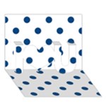 Polka Dots - Dark Cerulean on White I Love You 3D Greeting Card (7x5)