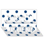 Polka Dots - Dark Cerulean on White Best Friends 3D Greeting Card (8x4)