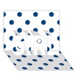 Polka Dots - Dark Cerulean on White GIRL 3D Greeting Card (7x5)