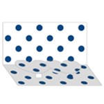 Polka Dots - Dark Cerulean on White Twin Heart Bottom 3D Greeting Card (8x4)