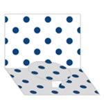 Polka Dots - Dark Cerulean on White Circle Bottom 3D Greeting Card (7x5)