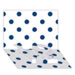 Polka Dots - Dark Cerulean on White LOVE Bottom 3D Greeting Card (7x5)