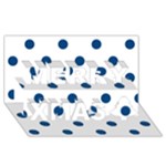 Polka Dots - Dark Cerulean on White Merry Xmas 3D Greeting Card (8x4)