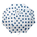 Polka Dots - Dark Cerulean on White Folding Umbrella