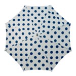Polka Dots - Dark Cerulean on White Golf Umbrella