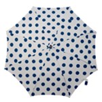 Polka Dots - Dark Cerulean on White Hook Handle Umbrella (Medium)