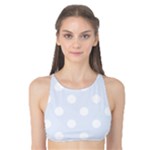 Polka Dots - White on Pastel Blue Tank Bikini Top
