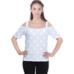 Polka Dots - White on Pastel Blue Women s Cutout Shoulder Tee
