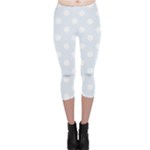 Polka Dots - White on Pastel Blue Capri Leggings