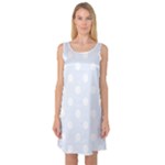 Polka Dots - White on Pastel Blue Sleeveless Satin Nightdress