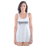 Polka Dots - White on Pastel Blue Skater Dress Swimsuit