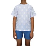 Polka Dots - White on Pastel Blue Kid s Short Sleeve Swimwear