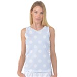 Polka Dots - White on Pastel Blue Women s Basketball Tank Top