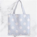 Polka Dots - White on Pastel Blue Zipper Grocery Tote Bag