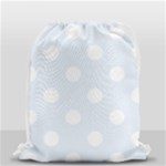 Polka Dots - White on Pastel Blue Drawstring Bag (Small)