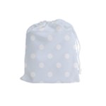 Polka Dots - White on Pastel Blue Drawstring Pouch (L)