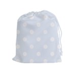 Polka Dots - White on Pastel Blue Drawstring Pouch (XL)