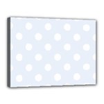 Polka Dots - White on Pastel Blue Canvas 16  x 12  (Stretched)