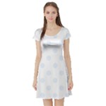 Polka Dots - Pastel Blue on White Short Sleeve Skater Dress