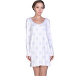 Polka Dots - Pastel Blue on White Long Sleeve Nightdress