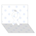 Polka Dots - Pastel Blue on White Ribbon 3D Greeting Card (7x5)