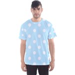 Polka Dots - White on Light Blue Men s Sport Mesh Tee