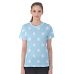 Polka Dots - White on Light Blue Women s Cotton Tee
