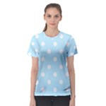 Polka Dots - White on Light Blue Women s Sport Mesh Tee