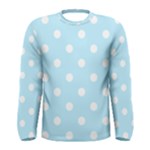 Polka Dots - White on Light Blue Men s Long Sleeve T-shirt