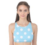 Polka Dots - White on Light Blue Tank Bikini Top