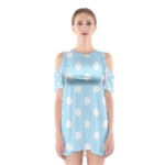 Polka Dots - White on Light Blue Women s Cutout Shoulder Dress