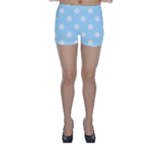 Polka Dots - White on Light Blue Skinny Shorts