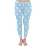 Polka Dots - White on Light Blue Winter Leggings