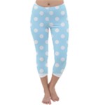 Polka Dots - White on Light Blue Capri Winter Leggings