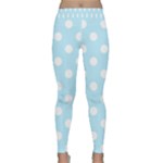 Polka Dots - White on Light Blue Yoga Leggings