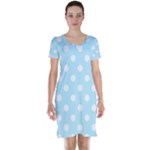 Polka Dots - White on Light Blue Short Sleeve Nightdress