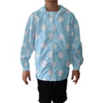 Polka Dots - White on Light Blue Hooded Wind Breaker (Kids)