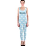 Polka Dots - White on Light Blue OnePiece Catsuit