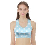 Polka Dots - White on Light Blue Women s Sports Bra with Border