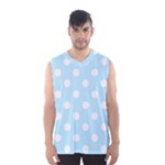 Polka Dots - White on Light Blue Men s Basketball Tank Top