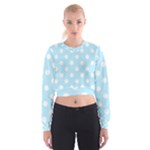 Polka Dots - White on Light Blue Women s Cropped Sweatshirt