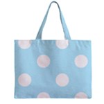 Polka Dots - White on Light Blue Zipper Mini Tote Bag