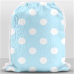 Polka Dots - White on Light Blue Drawstring Bag (Large)