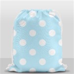 Polka Dots - White on Light Blue Drawstring Bag (Small)