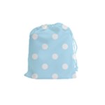 Polka Dots - White on Light Blue Drawstring Pouch (M)