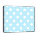 Polka Dots - White on Light Blue Deluxe Canvas 20  x 16  (Stretched)