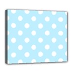 Polka Dots - White on Light Blue Deluxe Canvas 24  x 20  (Stretched)
