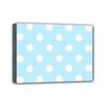 Polka Dots - White on Light Blue Mini Canvas 7  x 5  (Stretched)